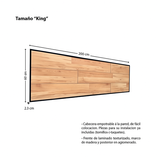 CABECERA KING SIZE "FLOTANTE ESTILO INDUSTRIAL" MODELO MAPLE. Cabecero moderno, elegante y minimalista. Diseño sofisticado.