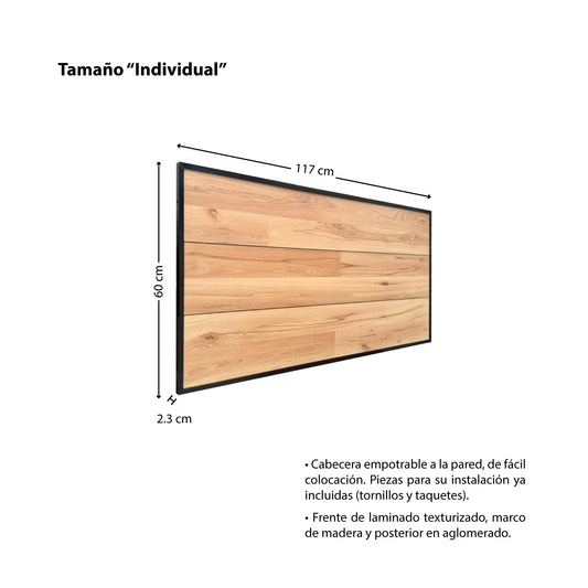 CABECERA INDIVIDUAL "FLOTANTE ESTILO INDUSTRIAL" MAPLE. Cabecero moderno, elegante y minimalista. Diseño sofisticado.