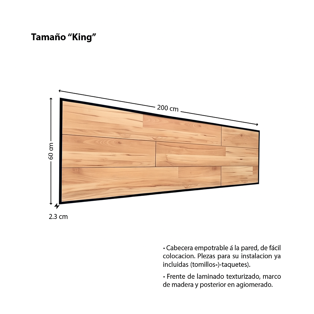 CABECERA KING SIZE "FLOTANTE ESTILO INDUSTRIAL" MODELO MAPLE. Cabecero moderno, elegante y minimalista. Diseño sofisticado.