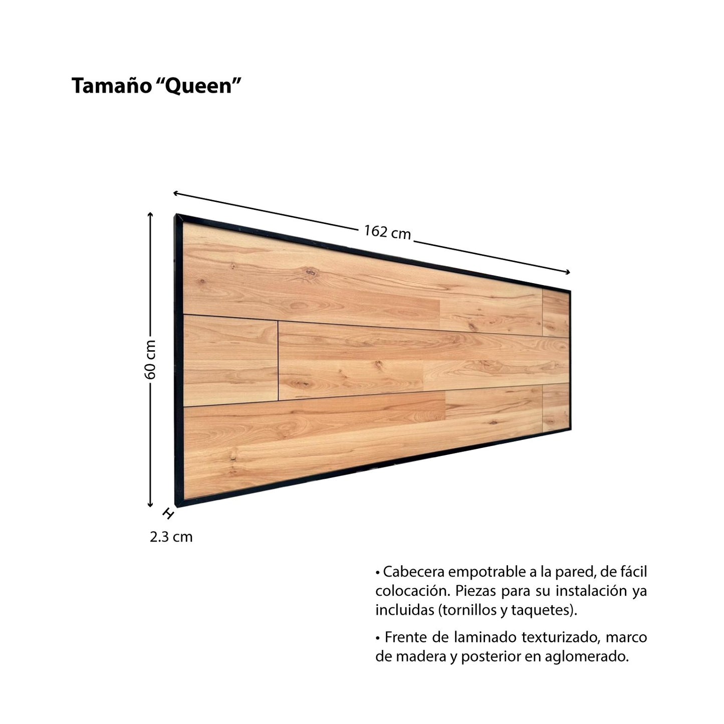 CABECERA QUEEN SIZE "FLOTANTE ESTILO INDUSTRIAL" MAPLE.       Cabecero moderno, elegante y minimalista. Diseño sofisticado.