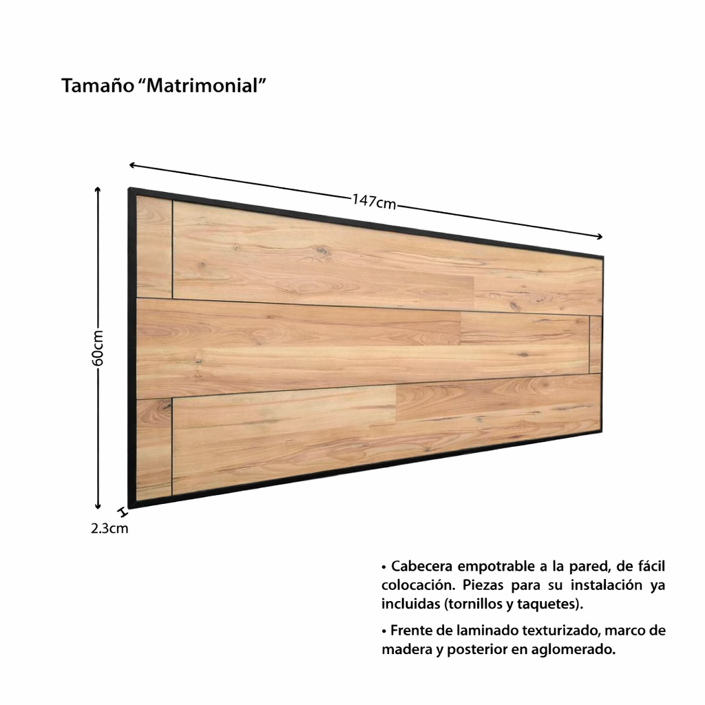 CABECERA MATRIMONIAL "FLOTANTE ESTILO INDUSTRIAL" MAPLE. Cabecero moderno, elegante y minimalista. Diseño sofisticado.